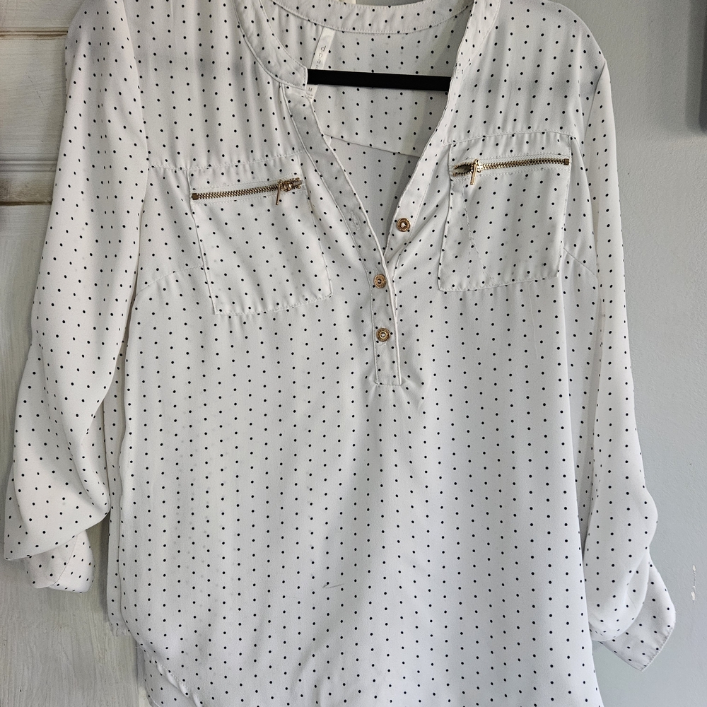 White Polka Dot Women's Top